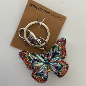 Iron Orchid Designs Jeweled Butterfly Keychain Bag Charm NWT